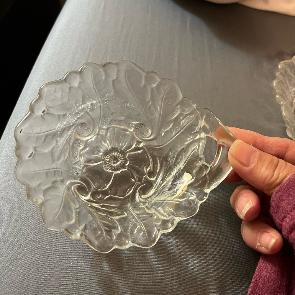 Indiana Glass Wild Rose handle dish